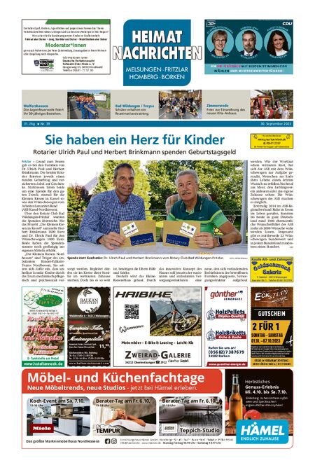 Heimatnachrichten Melsungen/Fritzlar-Homberg vom 30.09.2023