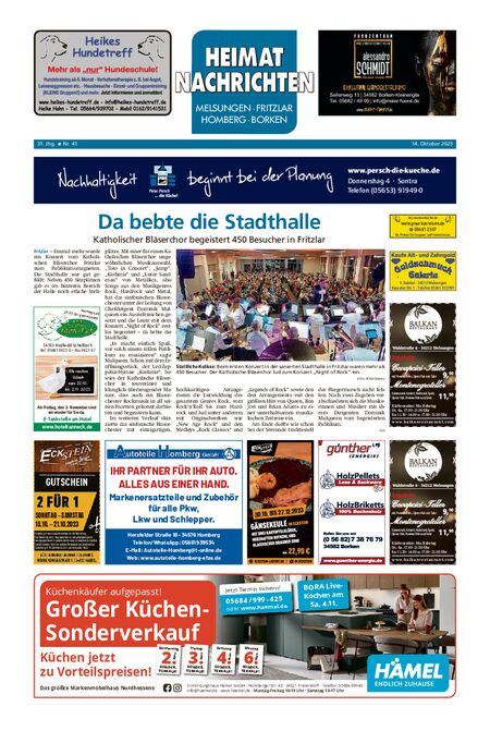 Heimatnachrichten Melsungen/Fritzlar-Homberg vom 14.10.2023