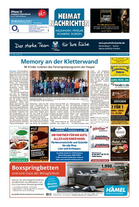 Heimatnachrichten Melsungen/Fritzlar-Homberg vom 11.11.2023