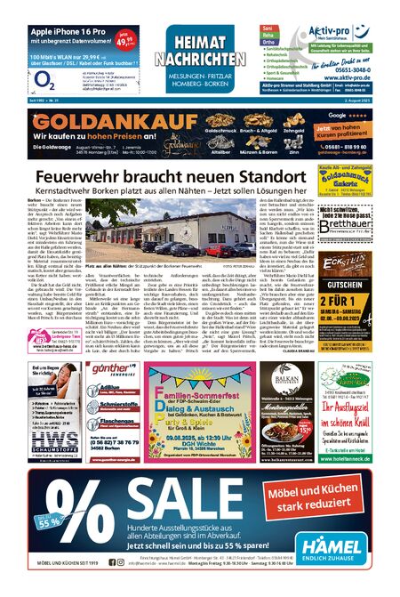 Heimatnachrichten Melsungen/Fritzlar-Homberg vom 02.08.2025