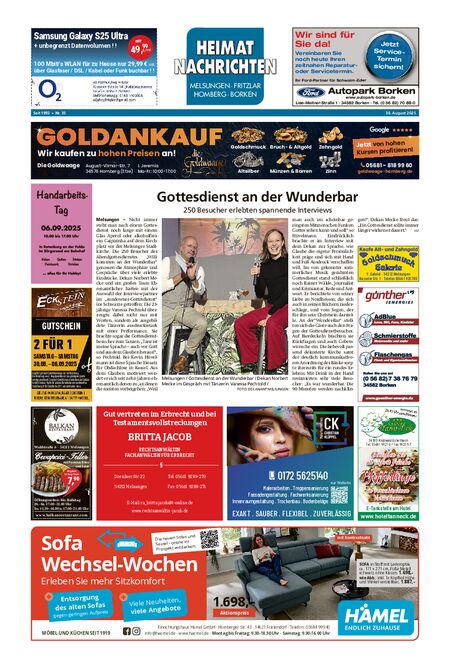 Heimatnachrichten Melsungen/Fritzlar-Homberg vom 30.08.2025