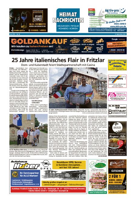 Heimatnachrichten Melsungen/Fritzlar-Homberg vom 06.09.2025