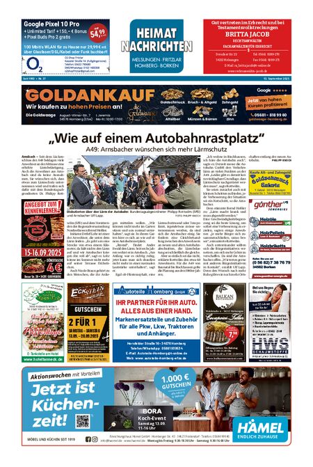 Heimatnachrichten Melsungen/Fritzlar-Homberg vom 13.09.2025