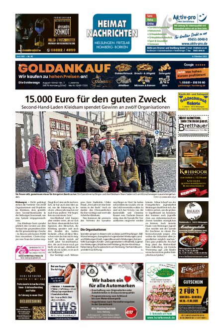 Heimatnachrichten Melsungen/Fritzlar-Homberg vom 04.10.2025