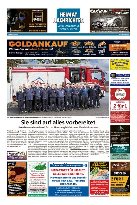 Heimatnachrichten Melsungen/Fritzlar-Homberg vom 18.10.2025