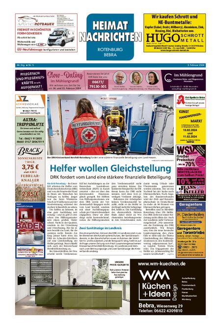 Heimatnachrichten Rotenburg/Bebra vom 03.02.2024