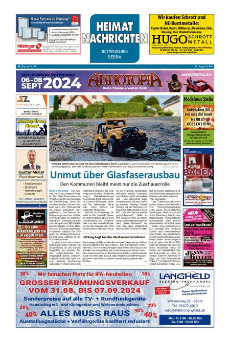 Heimatnachrichten Rotenburg/Bebra vom 31.08.2024