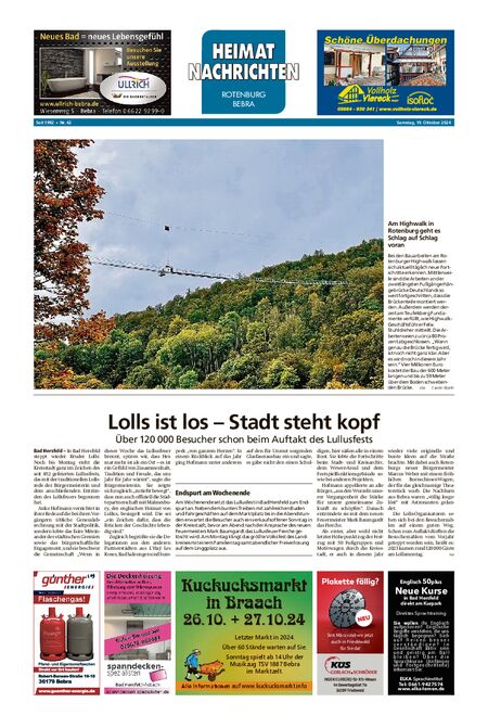 Heimatnachrichten Rotenburg/Bebra vom 19.10.2024