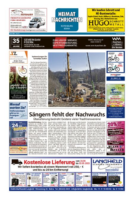 Heimatnachrichten Rotenburg/Bebra vom 26.04.2025