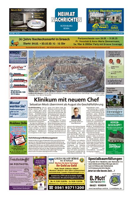 Heimatnachrichten Rotenburg/Bebra vom 17.05.2025