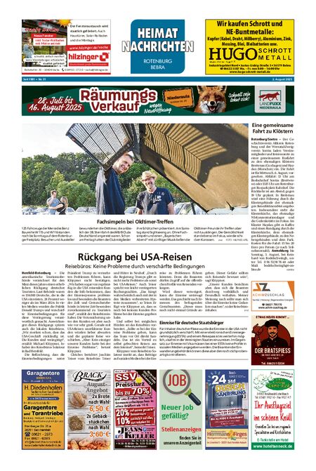 Heimatnachrichten Rotenburg/Bebra vom 02.08.2025