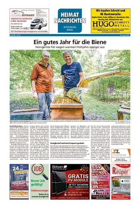 Heimatnachrichten Rotenburg/Bebra vom 16.08.2025