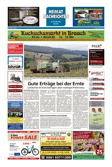 Heimatnachrichten Rotenburg/Bebra vom 20.09.2025