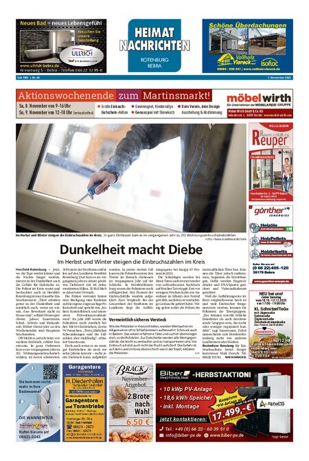Heimatnachrichten Rotenburg/Bebra vom 01.11.2025