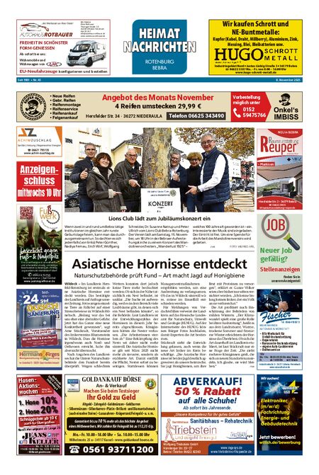 Heimatnachrichten Rotenburg/Bebra vom 08.11.2025