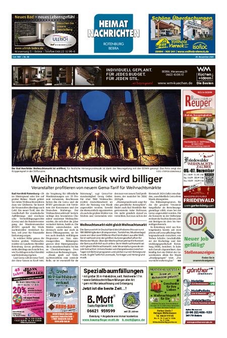 Heimatnachrichten Rotenburg/Bebra vom 29.11.2025