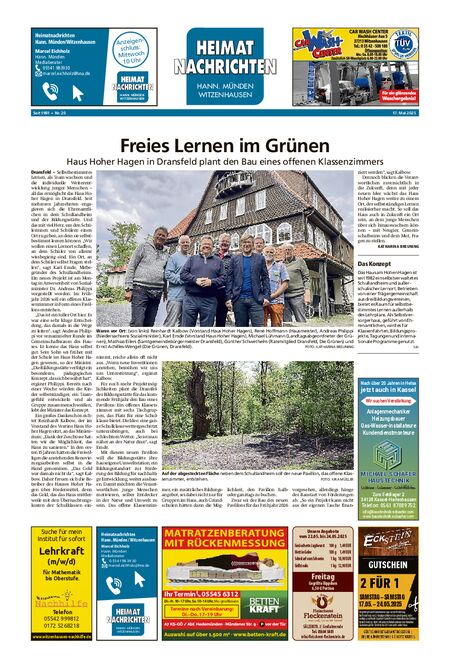 Heimatnachrichten Witzenhausen/Hann. Münden vom 17.05.2025