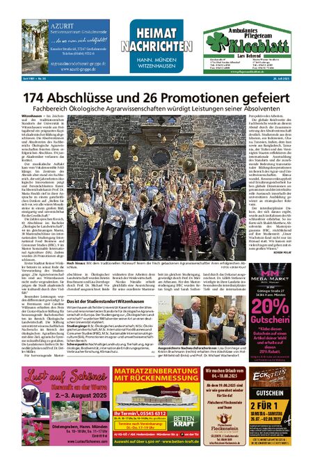 Heimatnachrichten Witzenhausen/Hann. Münden vom 26.07.2025