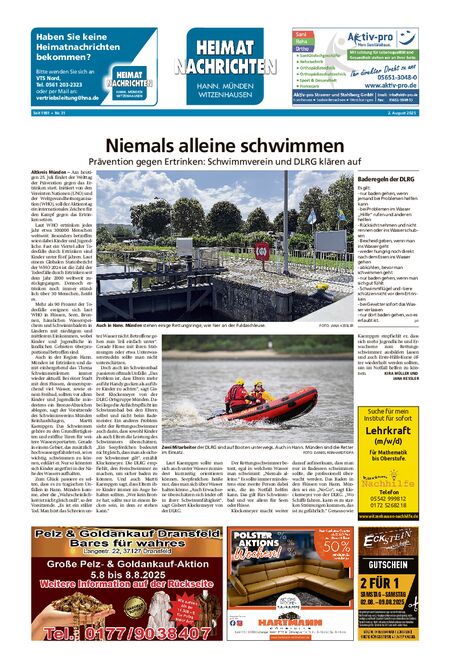 Heimatnachrichten Witzenhausen/Hann. Münden vom 02.08.2025