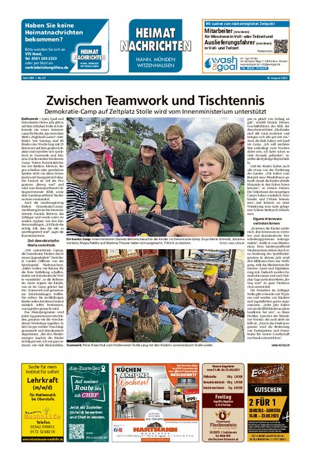 Heimatnachrichten Witzenhausen/Hann. Münden vom 16.08.2025