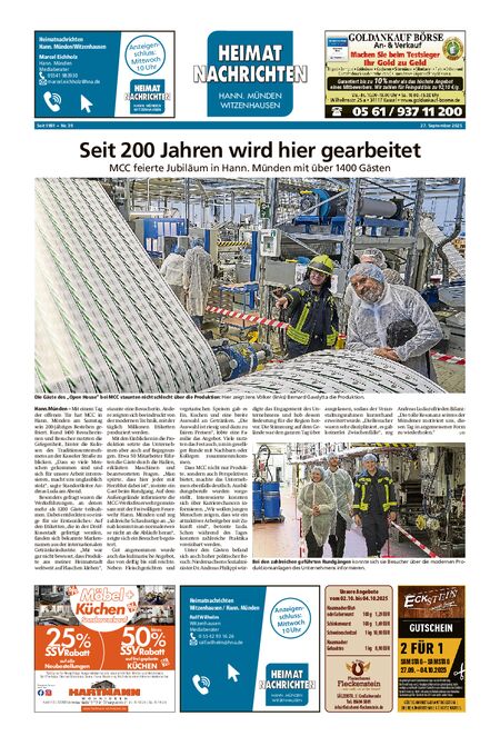 Heimatnachrichten Witzenhausen/Hann. Münden vom 27.09.2025