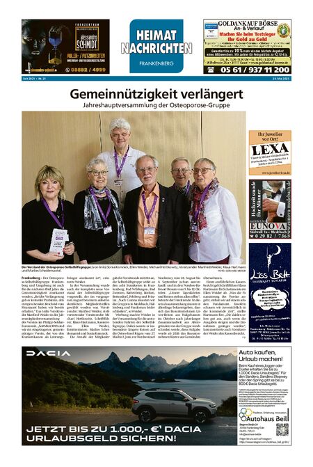 Heimatnachrichten Frankenberg vom 24.05.2025