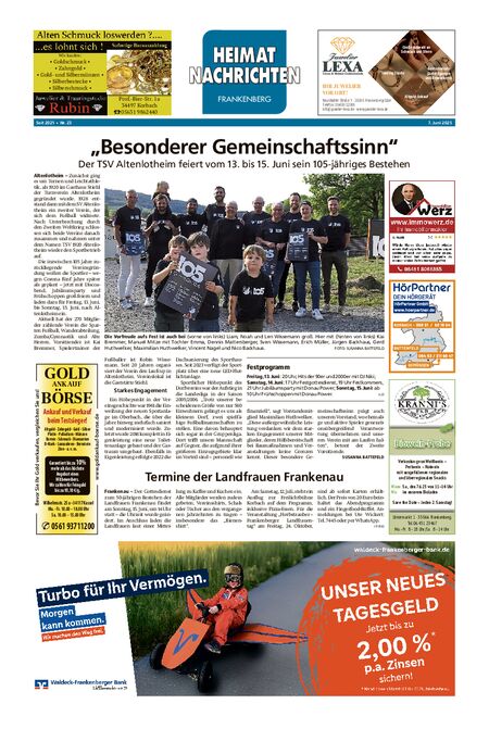Heimatnachrichten Frankenberg vom 07.06.2025