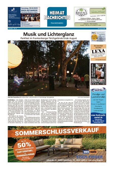 Heimatnachrichten Frankenberg vom 16.08.2025