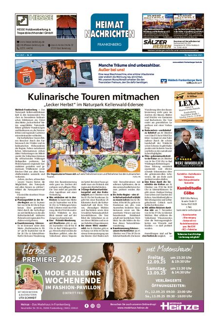 Heimatnachrichten Frankenberg vom 13.09.2025