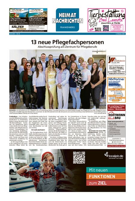 Heimatnachrichten Frankenberg vom 04.10.2025