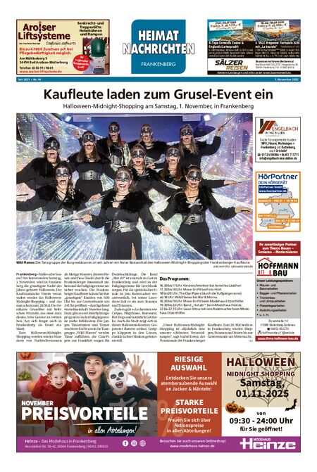 Heimatnachrichten Frankenberg vom 01.11.2025
