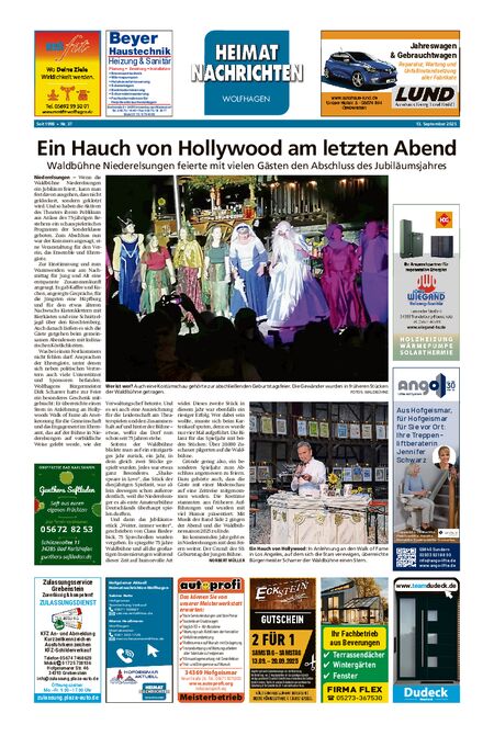 Heimatnachrichten Wolfhagen  vom 13.09.2025
