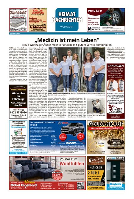 Heimatnachrichten Wolfhagen  vom 04.10.2025