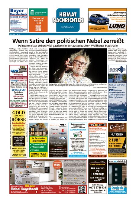 Heimatnachrichten Wolfhagen  vom 11.10.2025
