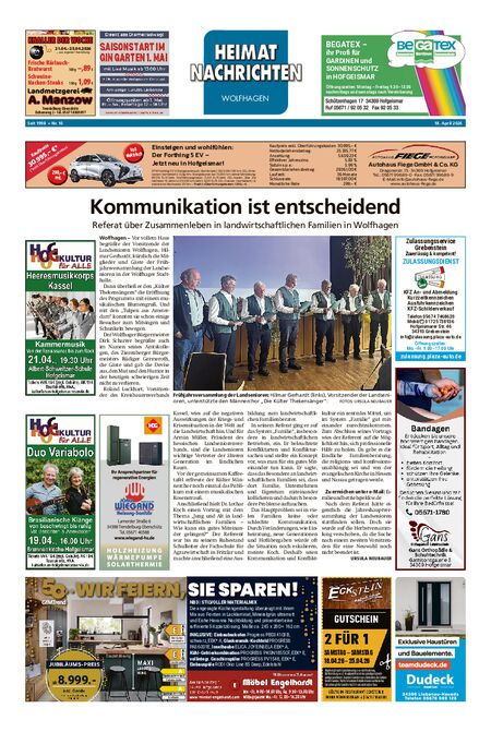 Heimatnachrichten Wolfhagen  vom 18.04.2026