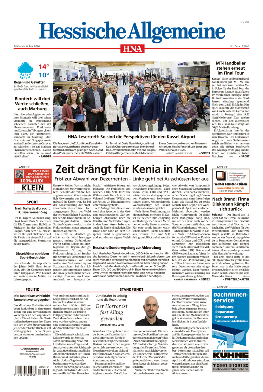 Hessische Allgemeine (Kassel-Nord) vom Mittwoch, 06.05.2026