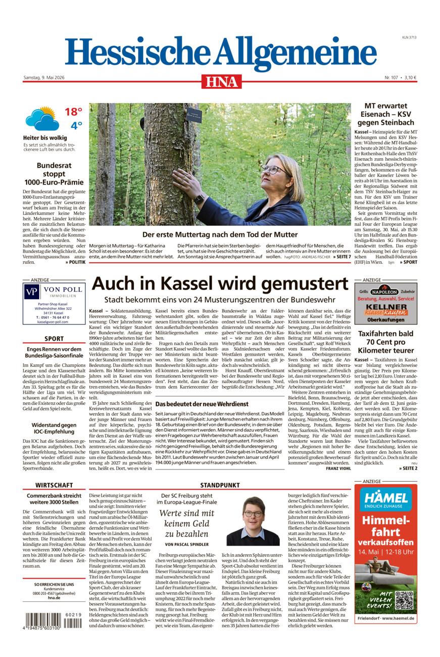 Hessische Allgemeine (Kassel-Nord) vom Samstag, 09.05.2026