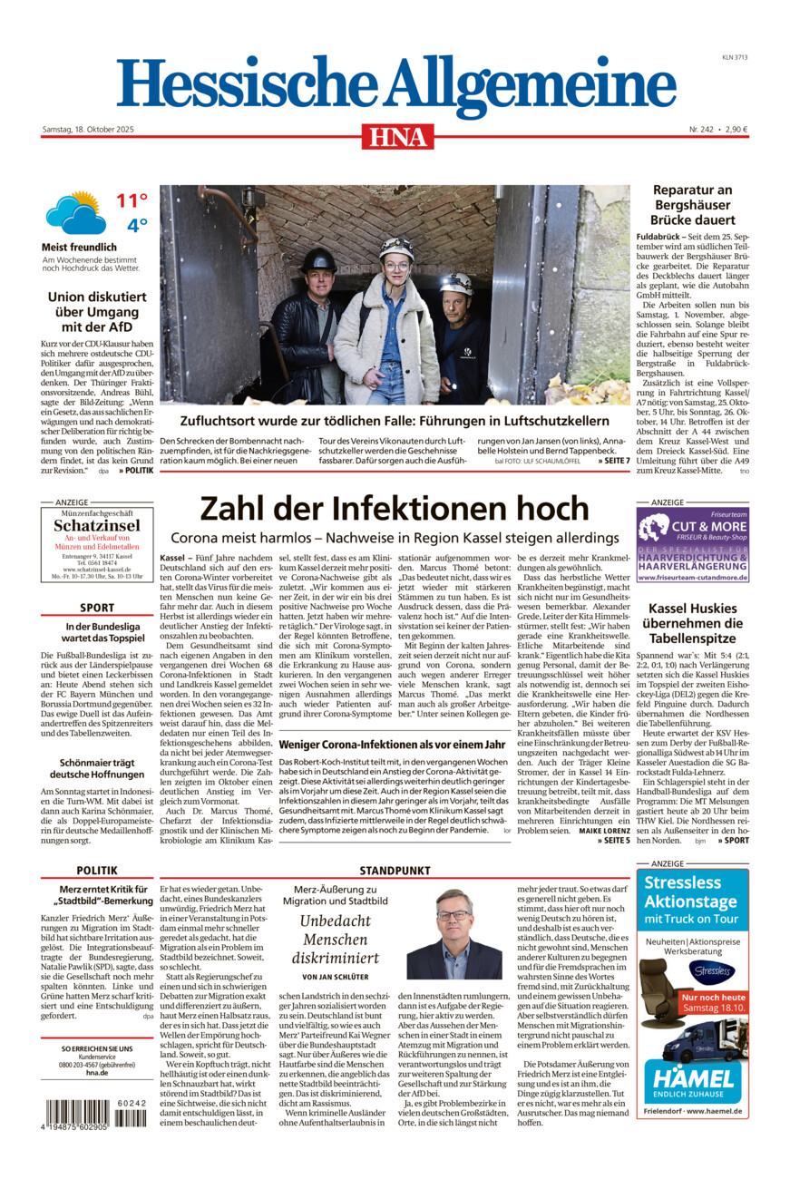 Hessische Allgemeine (Kassel-Nord) vom Samstag, 18.10.2025