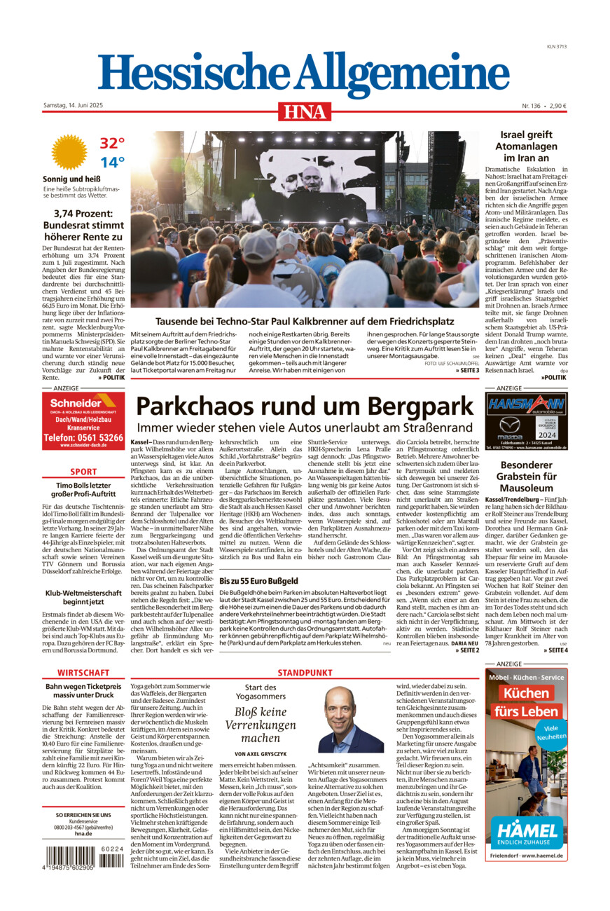 Hessische Allgemeine (Kassel-Nord) vom Samstag, 14.06.2025