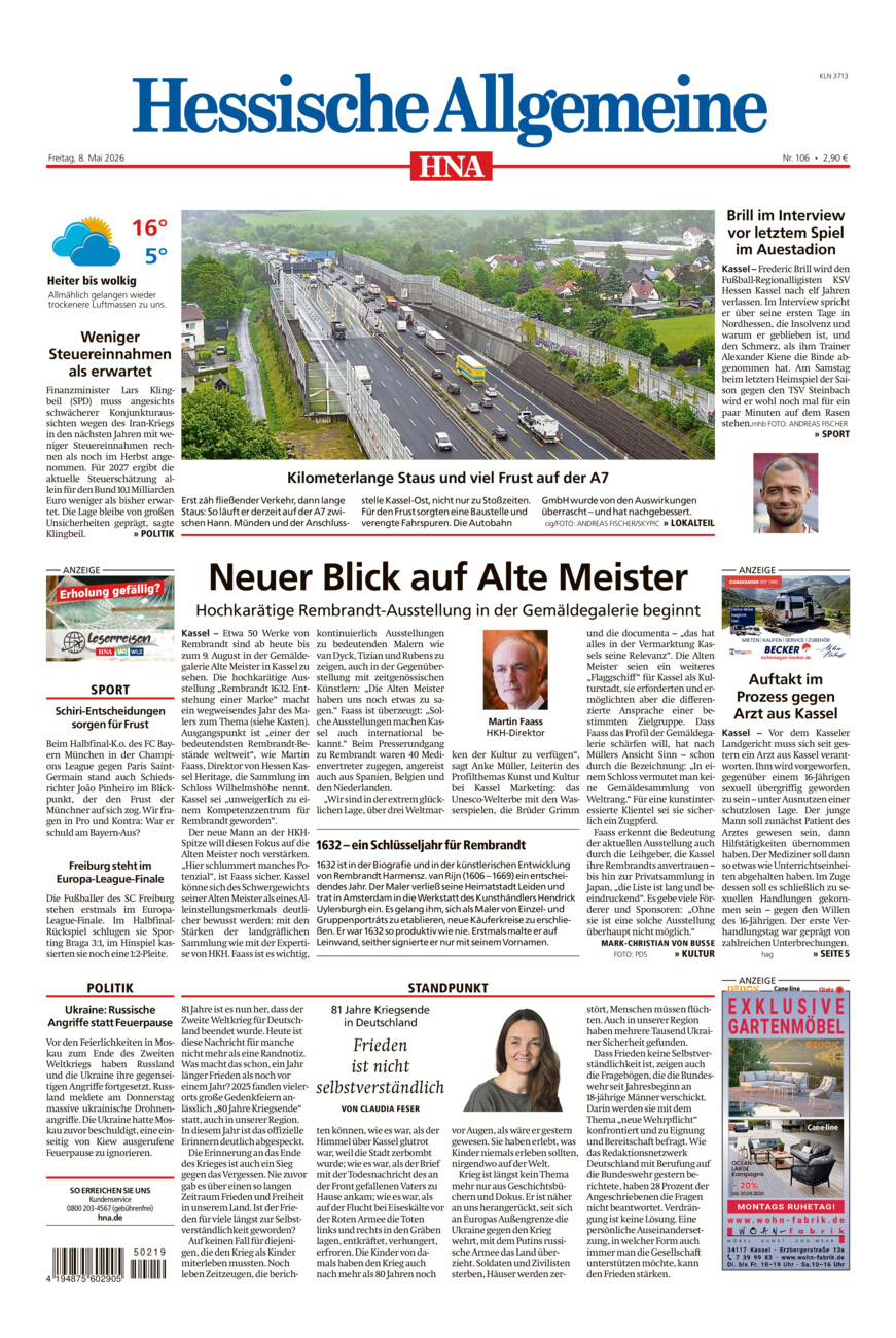 Hessische Allgemeine (Kassel-Nord) vom Freitag, 08.05.2026