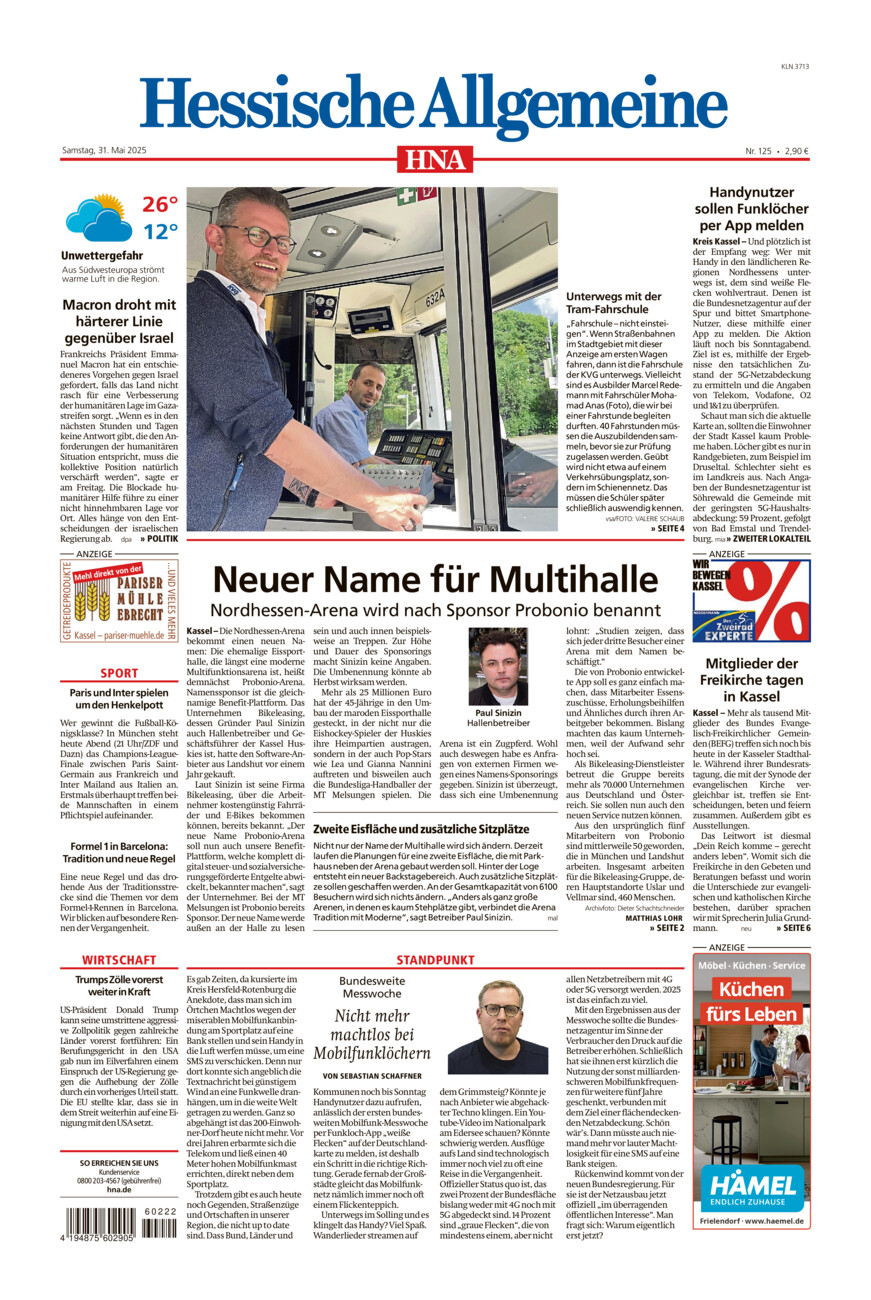 Hessische Allgemeine (Kassel-Nord) vom Samstag, 31.05.2025