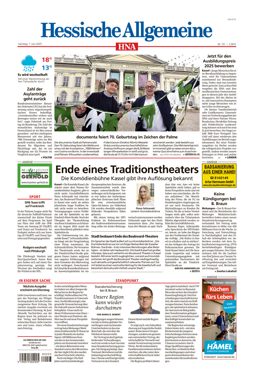 Hessische Allgemeine (Kassel-Nord) vom Samstag, 07.06.2025