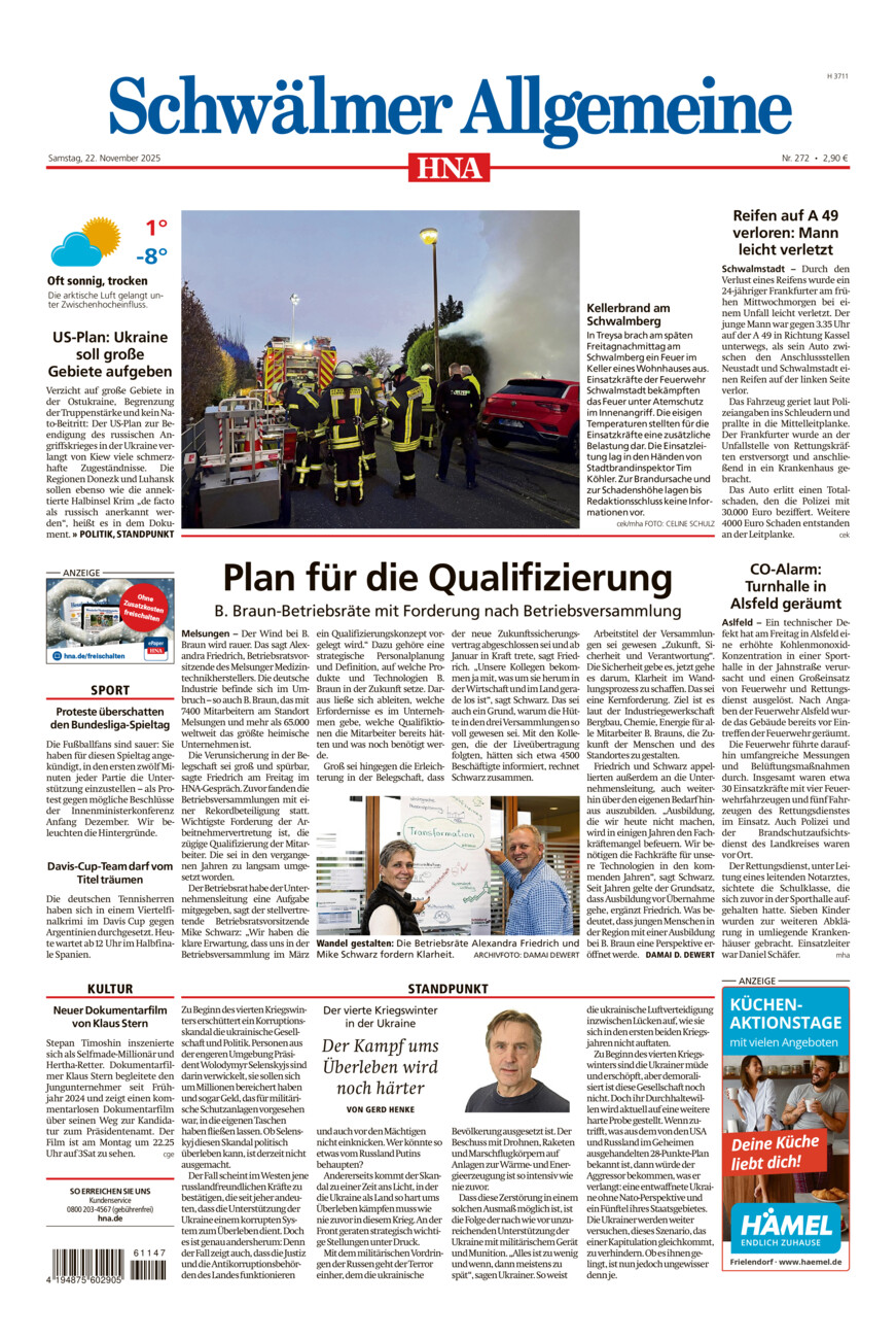 Schwälmer Allgemeine vom Samstag, 22.11.2025
