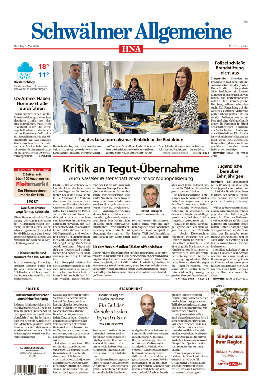 Schwälmer Allgemeine vom Dienstag, 05.05.2026