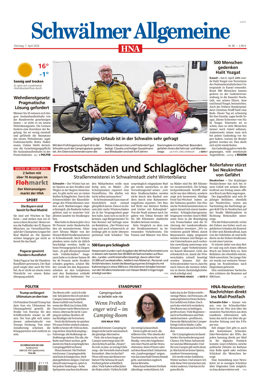 Schwälmer Allgemeine vom Dienstag, 07.04.2026