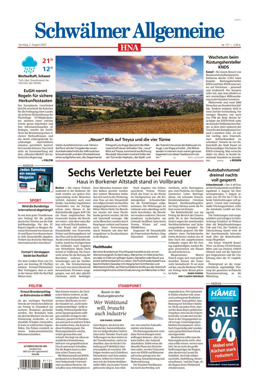 Schwälmer Allgemeine vom Samstag, 02.08.2025