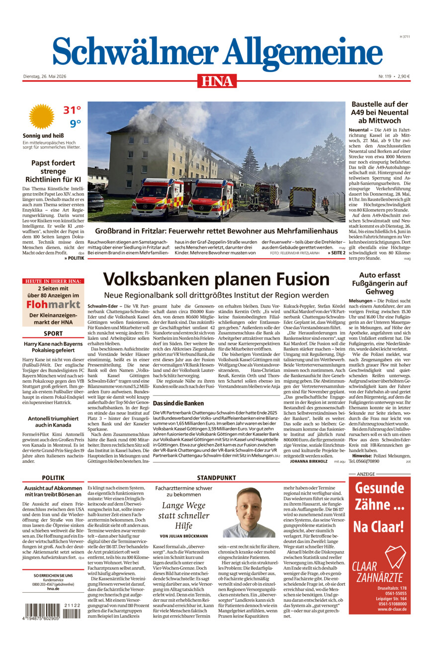Schwälmer Allgemeine vom Dienstag, 26.05.2026