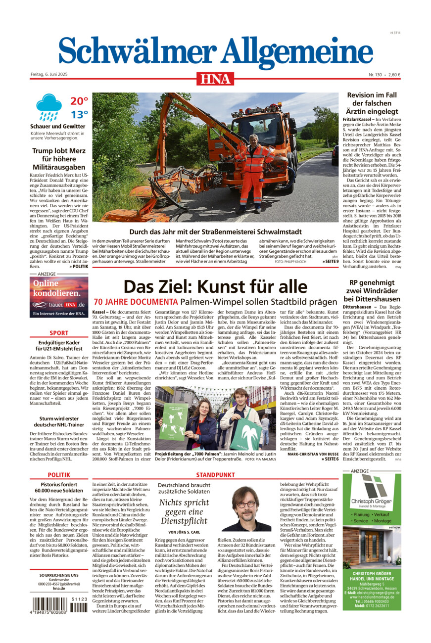 Schwälmer Allgemeine vom Freitag, 06.06.2025