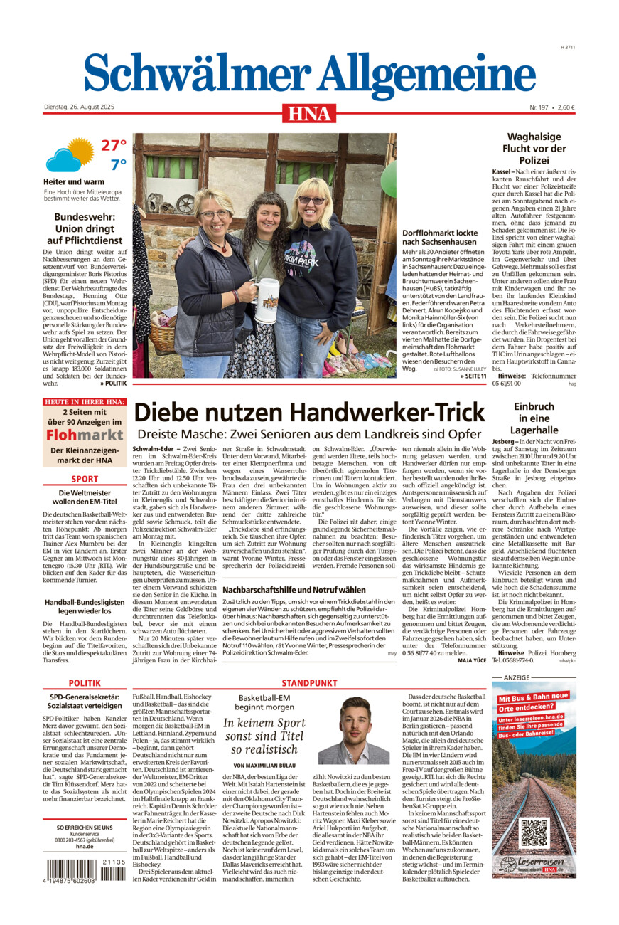 Schwälmer Allgemeine vom Dienstag, 26.08.2025