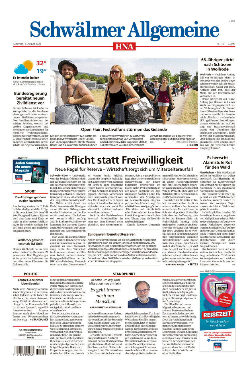 Schwälmer Allgemeine vom Mittwoch, 05.08.2026